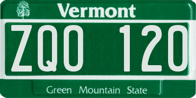 VT license plate ZQO120