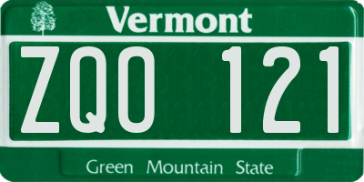 VT license plate ZQO121