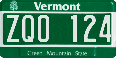 VT license plate ZQO124