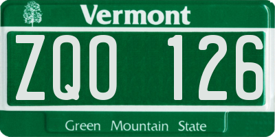 VT license plate ZQO126