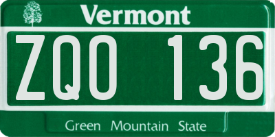 VT license plate ZQO136