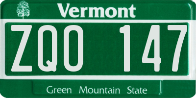 VT license plate ZQO147