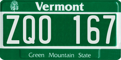 VT license plate ZQO167