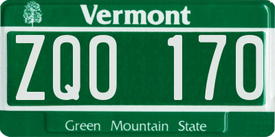VT license plate ZQO170