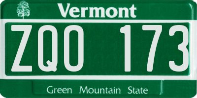 VT license plate ZQO173