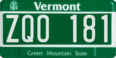 VT license plate ZQO181
