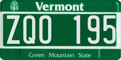 VT license plate ZQO195