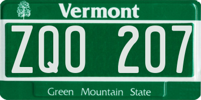 VT license plate ZQO207