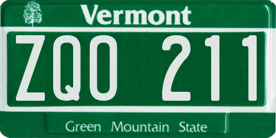 VT license plate ZQO211