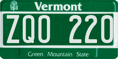 VT license plate ZQO220