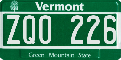 VT license plate ZQO226