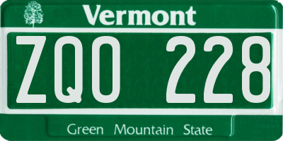 VT license plate ZQO228