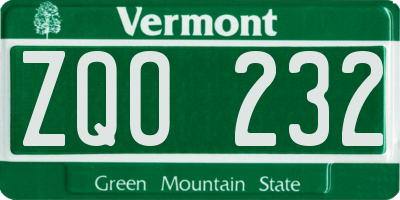 VT license plate ZQO232