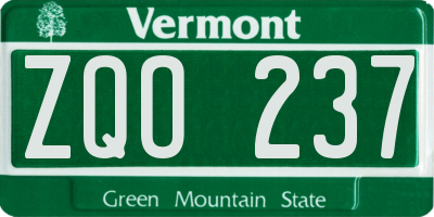 VT license plate ZQO237