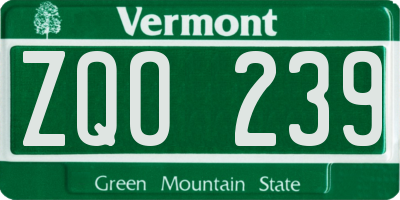 VT license plate ZQO239