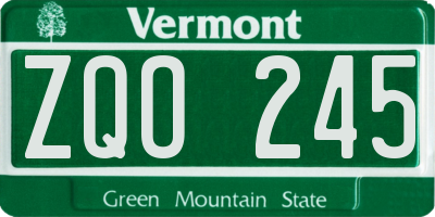 VT license plate ZQO245