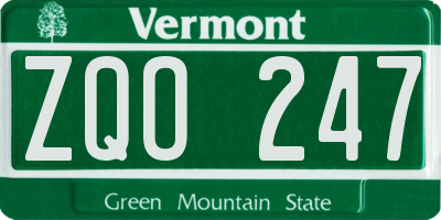 VT license plate ZQO247