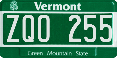VT license plate ZQO255