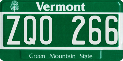 VT license plate ZQO266