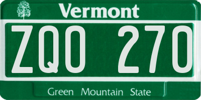 VT license plate ZQO270
