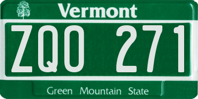 VT license plate ZQO271