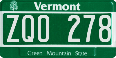 VT license plate ZQO278