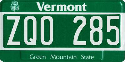 VT license plate ZQO285