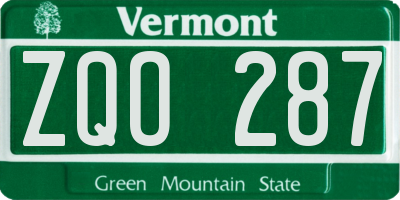 VT license plate ZQO287