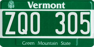 VT license plate ZQO305