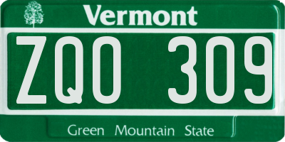 VT license plate ZQO309