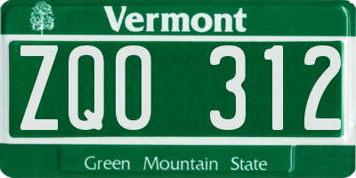 VT license plate ZQO312