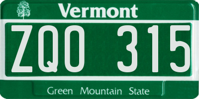 VT license plate ZQO315