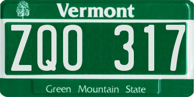 VT license plate ZQO317