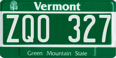 VT license plate ZQO327