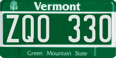 VT license plate ZQO330