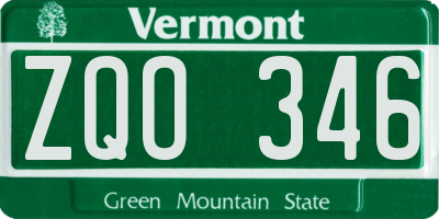 VT license plate ZQO346