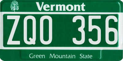 VT license plate ZQO356