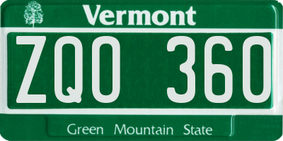 VT license plate ZQO360