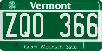 VT license plate ZQO366