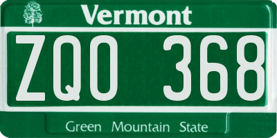 VT license plate ZQO368