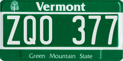 VT license plate ZQO377