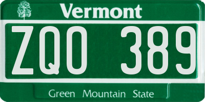 VT license plate ZQO389