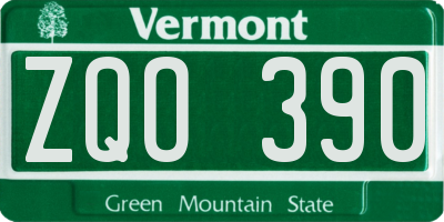 VT license plate ZQO390