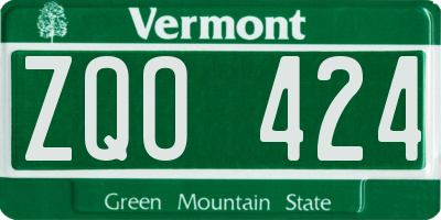 VT license plate ZQO424