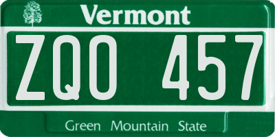 VT license plate ZQO457