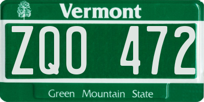 VT license plate ZQO472