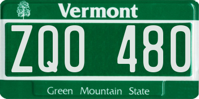 VT license plate ZQO480