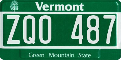 VT license plate ZQO487