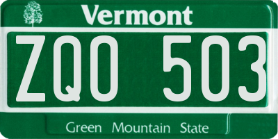 VT license plate ZQO503