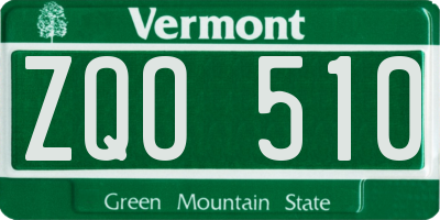 VT license plate ZQO510